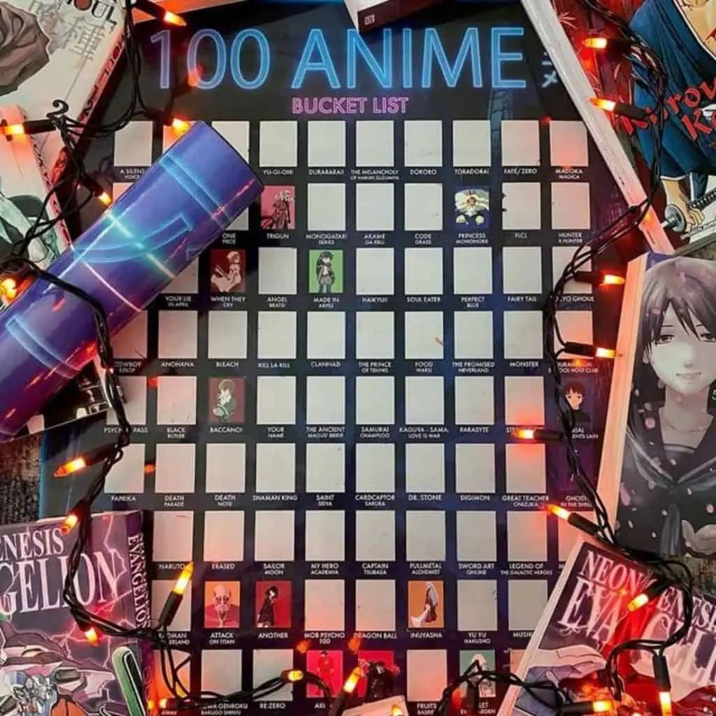 Anime decor 100 anime bucket list scratch off poster