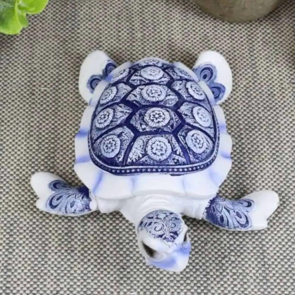 Blue and white feng shui turtle