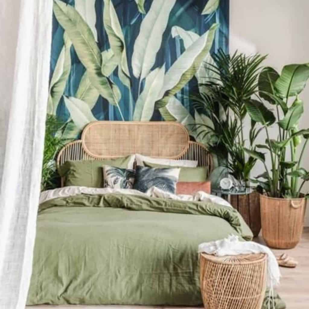 Floral patterns and plant-based design bedroom