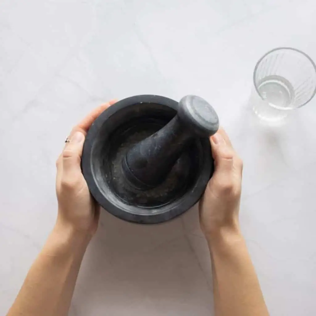 mortar and pestle on table