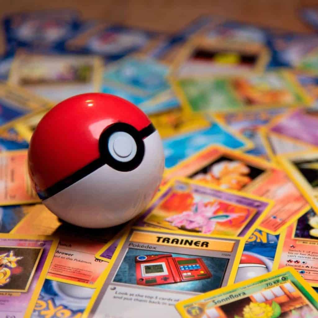 Pokemon ball and cards