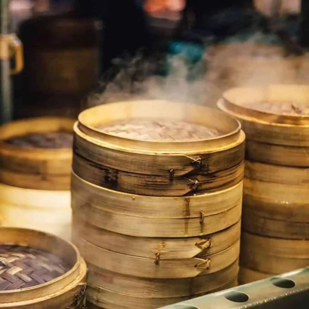 bamboo steamers and steam